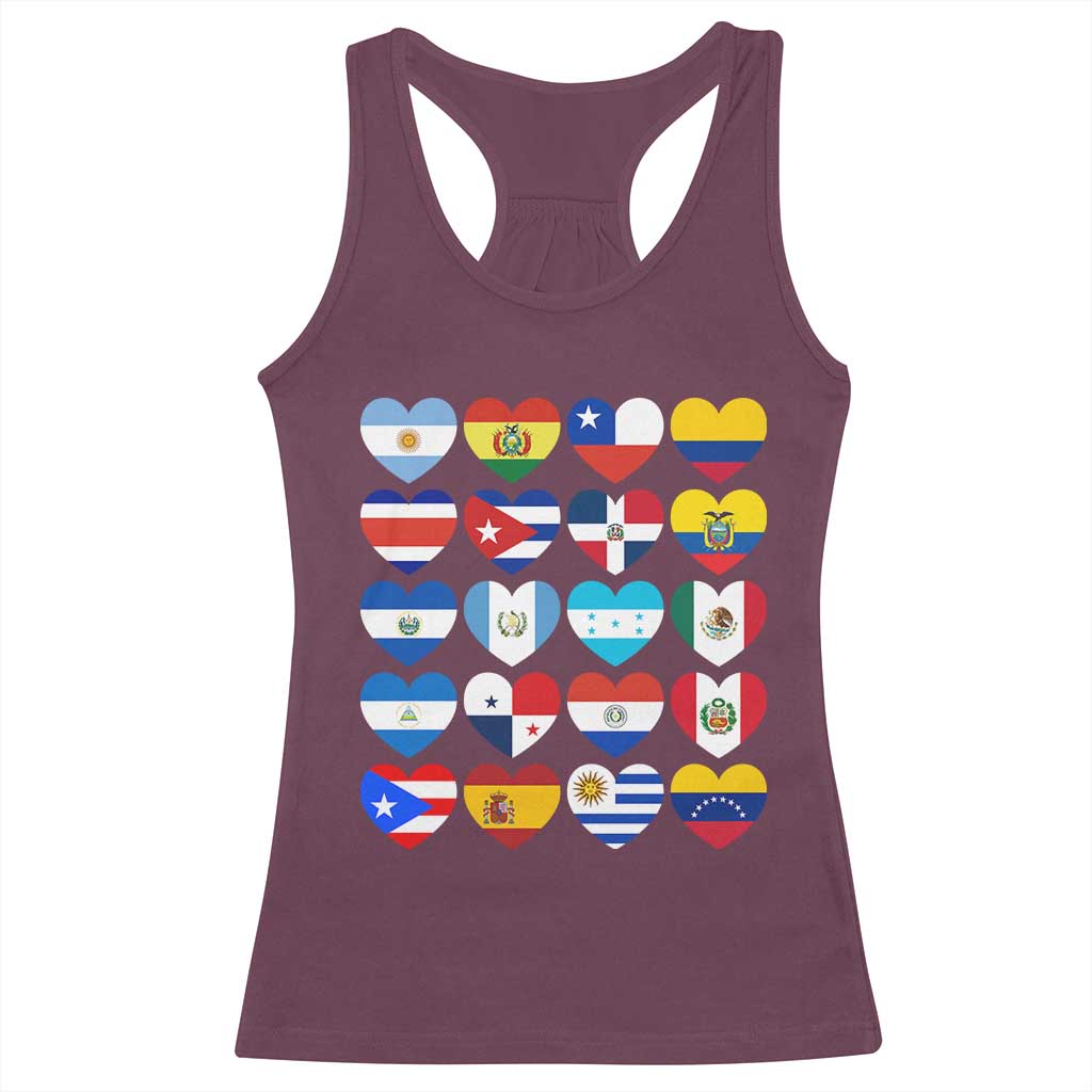Hispanic Heritage Month Latin American Countries Heart Racerback Tank Top - Wonder Print Shop