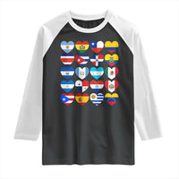 Hispanic Heritage Month Latin American Countries Heart Raglan Shirt - Wonder Print Shop