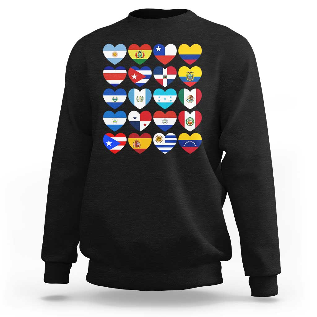 Hispanic Heritage Month Latin American Countries Heart Sweatshirt - Wonder Print Shop