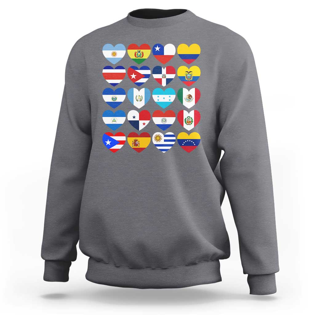 Hispanic Heritage Month Latin American Countries Heart Sweatshirt - Wonder Print Shop