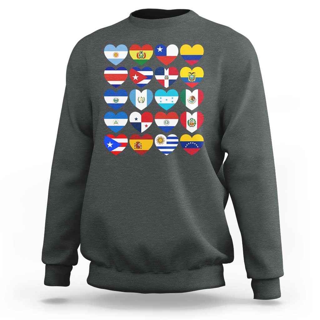 Hispanic Heritage Month Latin American Countries Heart Sweatshirt - Wonder Print Shop