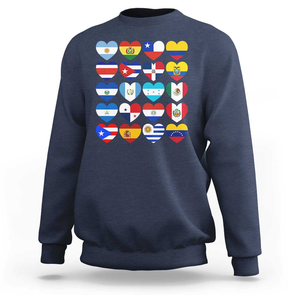 Hispanic Heritage Month Latin American Countries Heart Sweatshirt - Wonder Print Shop