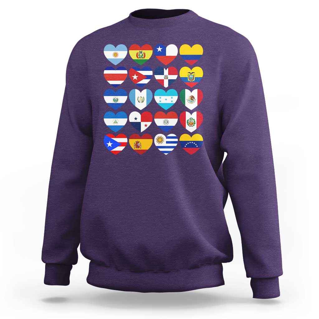 Hispanic Heritage Month Latin American Countries Heart Sweatshirt - Wonder Print Shop