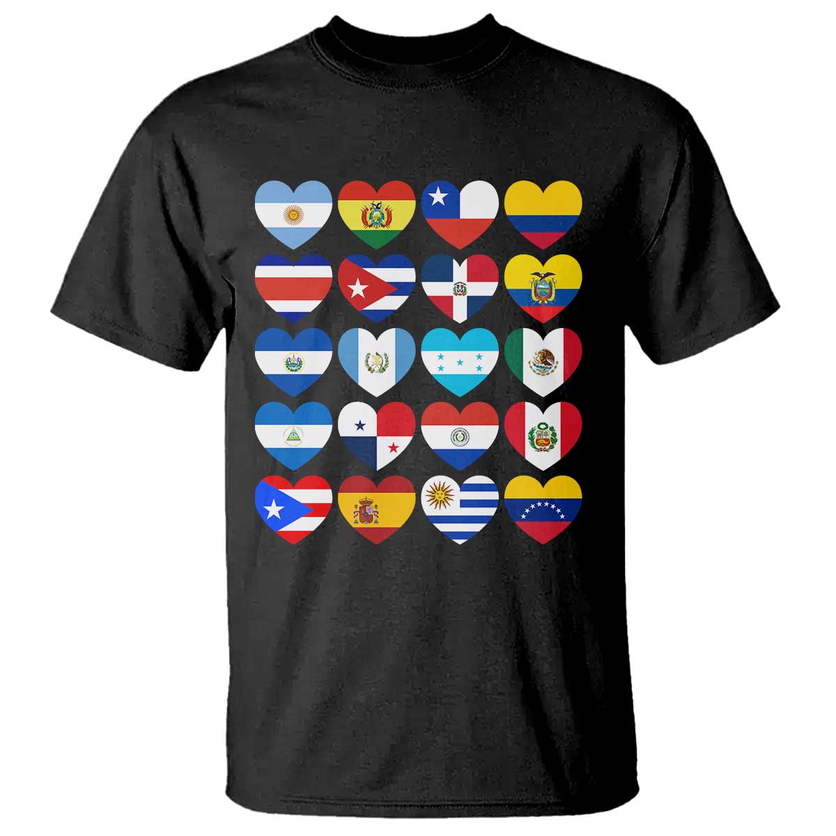 Hispanic Heritage Month Latin American Countries Heart T Shirt - Wonder Print Shop