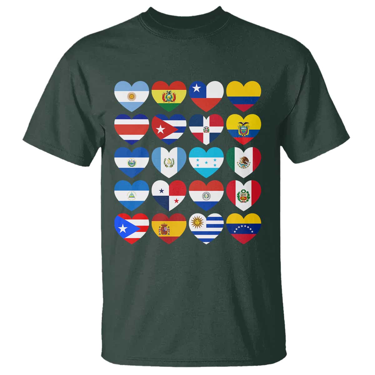 Hispanic Heritage Month Latin American Countries Heart T Shirt - Wonder Print Shop