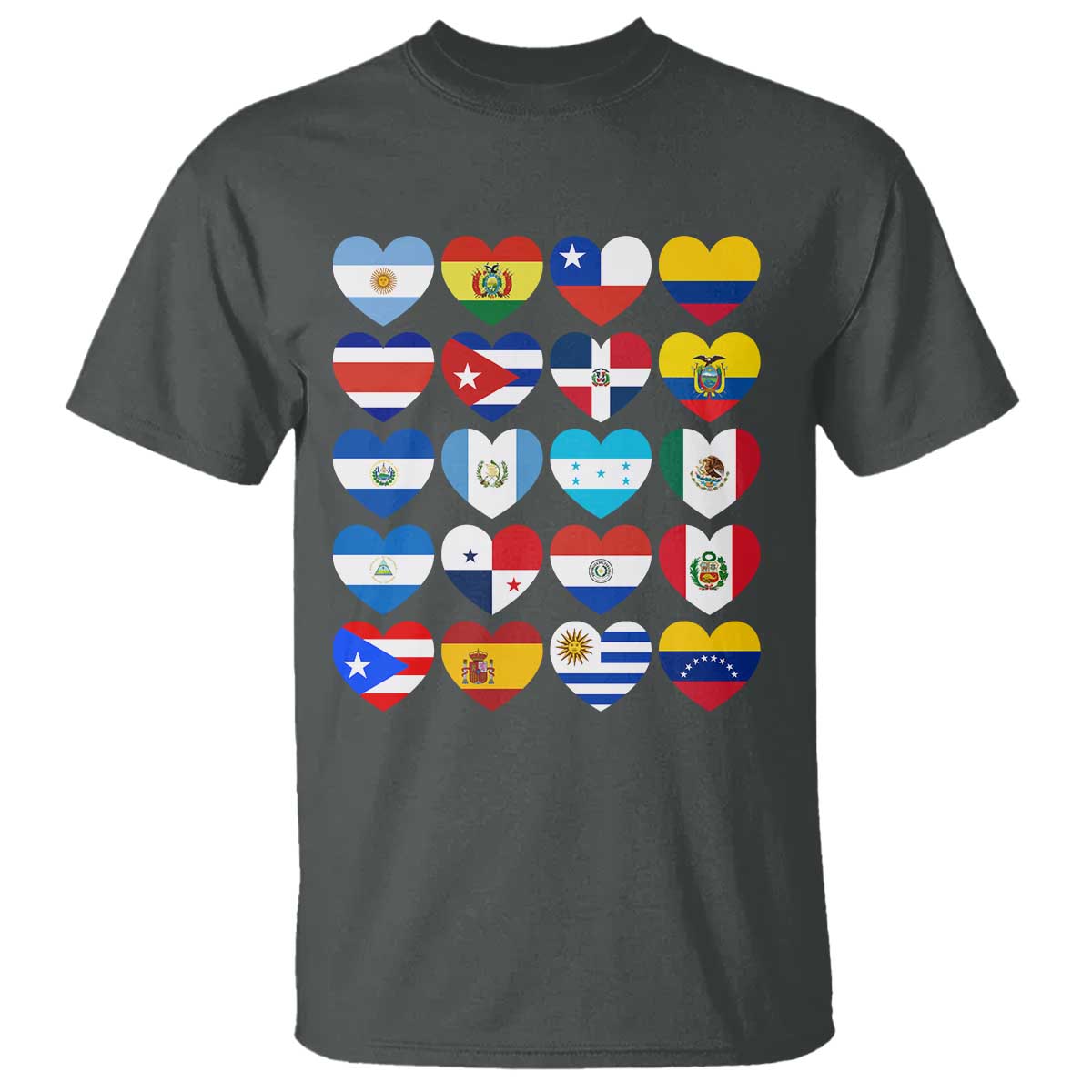 Hispanic Heritage Month Latin American Countries Heart T Shirt - Wonder Print Shop