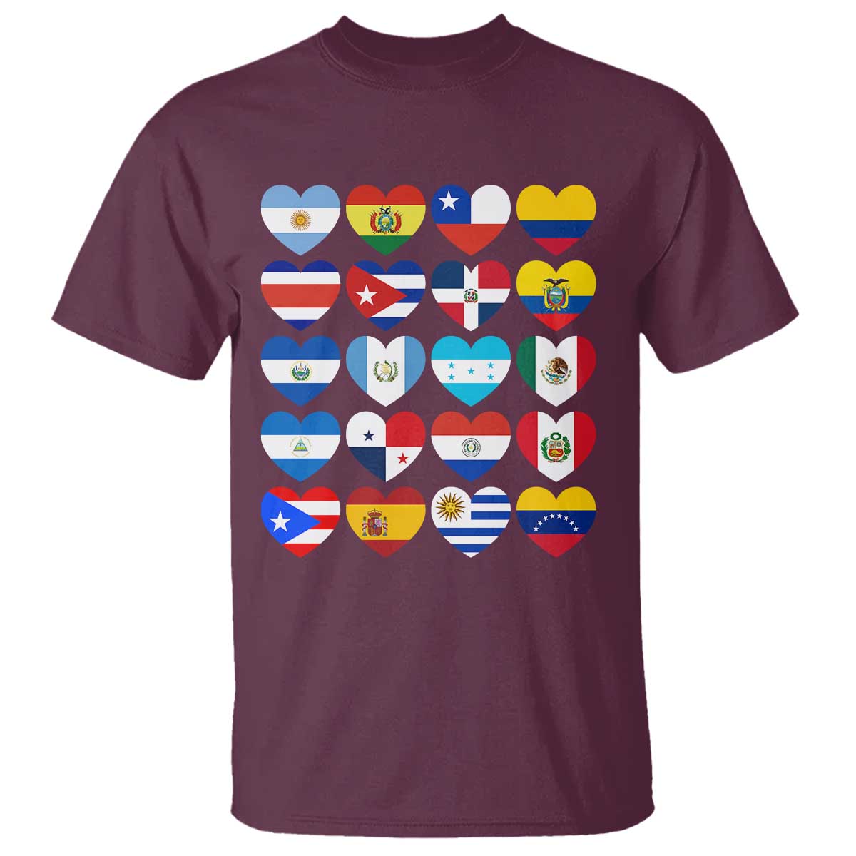 Hispanic Heritage Month Latin American Countries Heart T Shirt - Wonder Print Shop