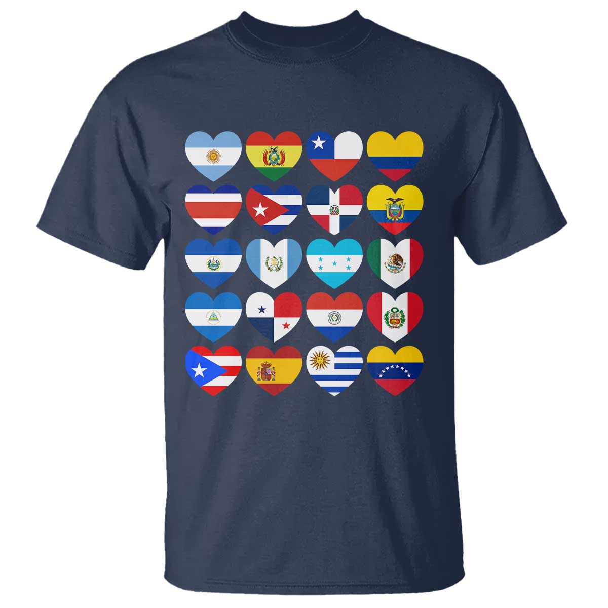 Hispanic Heritage Month Latin American Countries Heart T Shirt - Wonder Print Shop