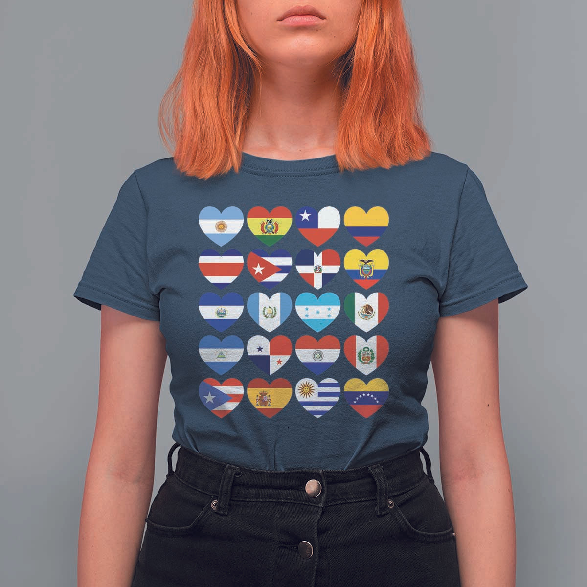 Hispanic Heritage Month Latin American Countries Heart T Shirt For Women - Wonder Print Shop