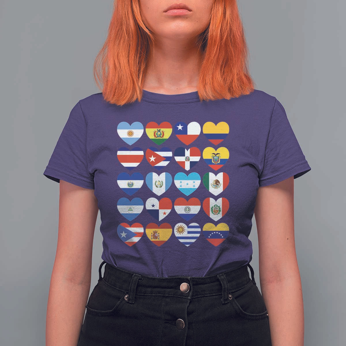 Hispanic Heritage Month Latin American Countries Heart T Shirt For Women - Wonder Print Shop