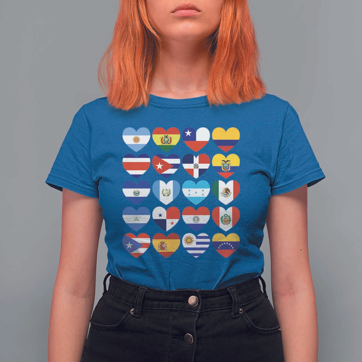 Hispanic Heritage Month Latin American Countries Heart T Shirt For Women - Wonder Print Shop