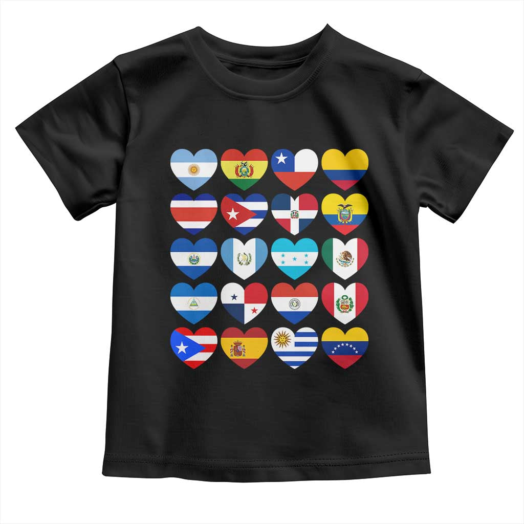 Hispanic Heritage Month Latin American Countries Heart Toddler T Shirt - Wonder Print Shop