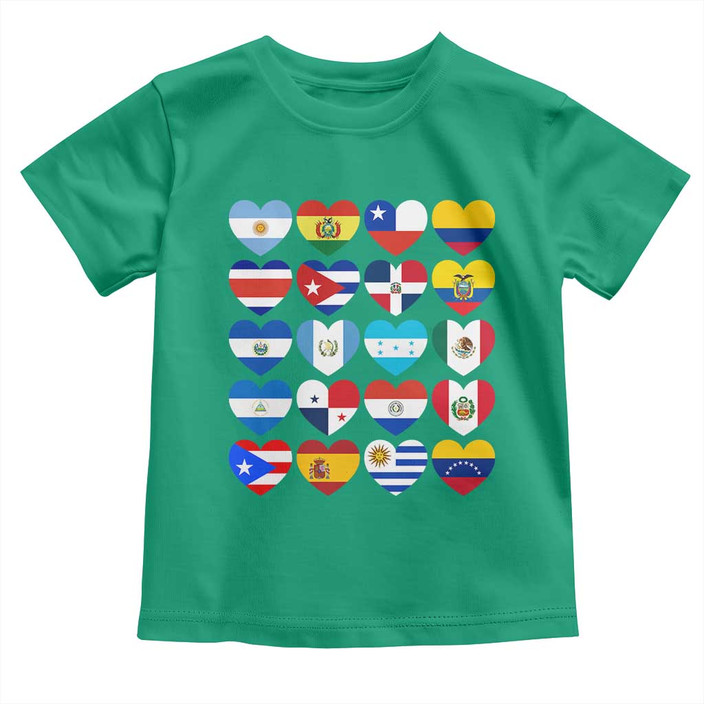 Hispanic Heritage Month Latin American Countries Heart Toddler T Shirt - Wonder Print Shop