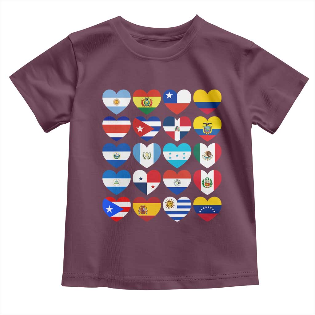 Hispanic Heritage Month Latin American Countries Heart Toddler T Shirt - Wonder Print Shop