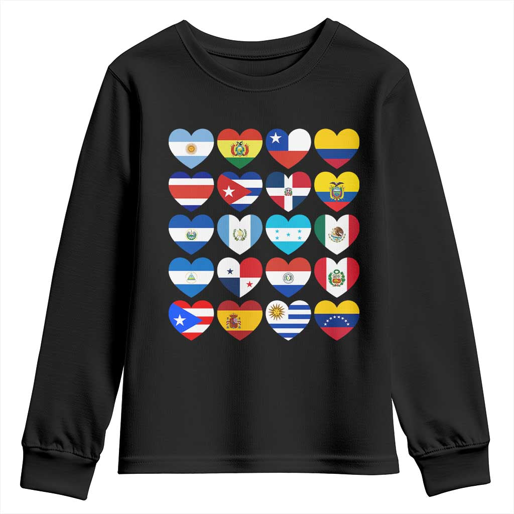 Hispanic Heritage Month Latin American Countries Heart Youth Sweatshirt - Wonder Print Shop
