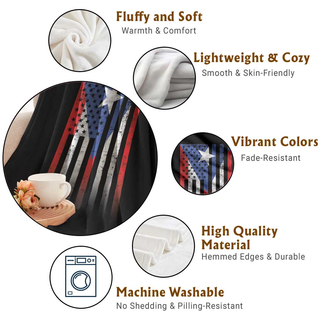 Puerto Rican American Throw Blanket Half Rican American Puerto Rico Pride - Wonder Print Shop