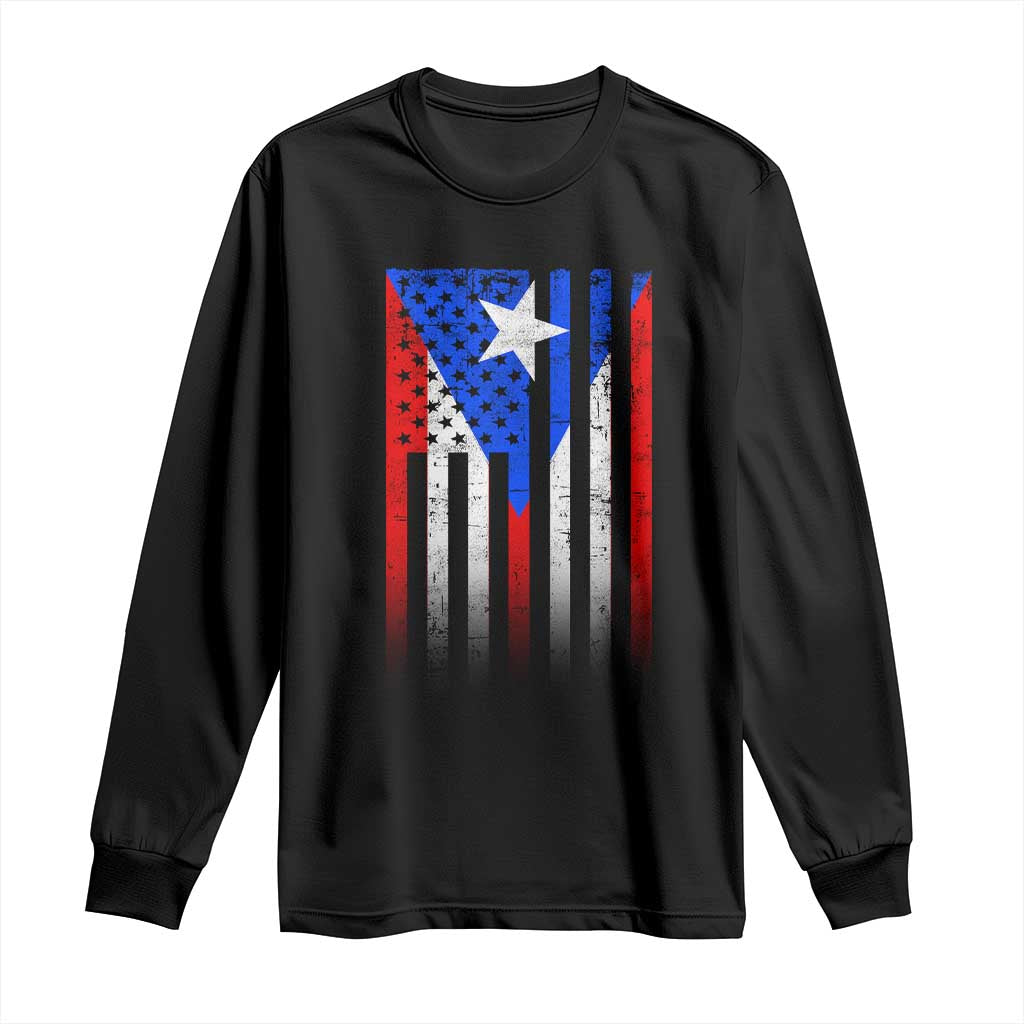 Puerto Rican American Long Sleeve Shirt Half Rican American Puerto Rico Pride - Wonder Print Shop