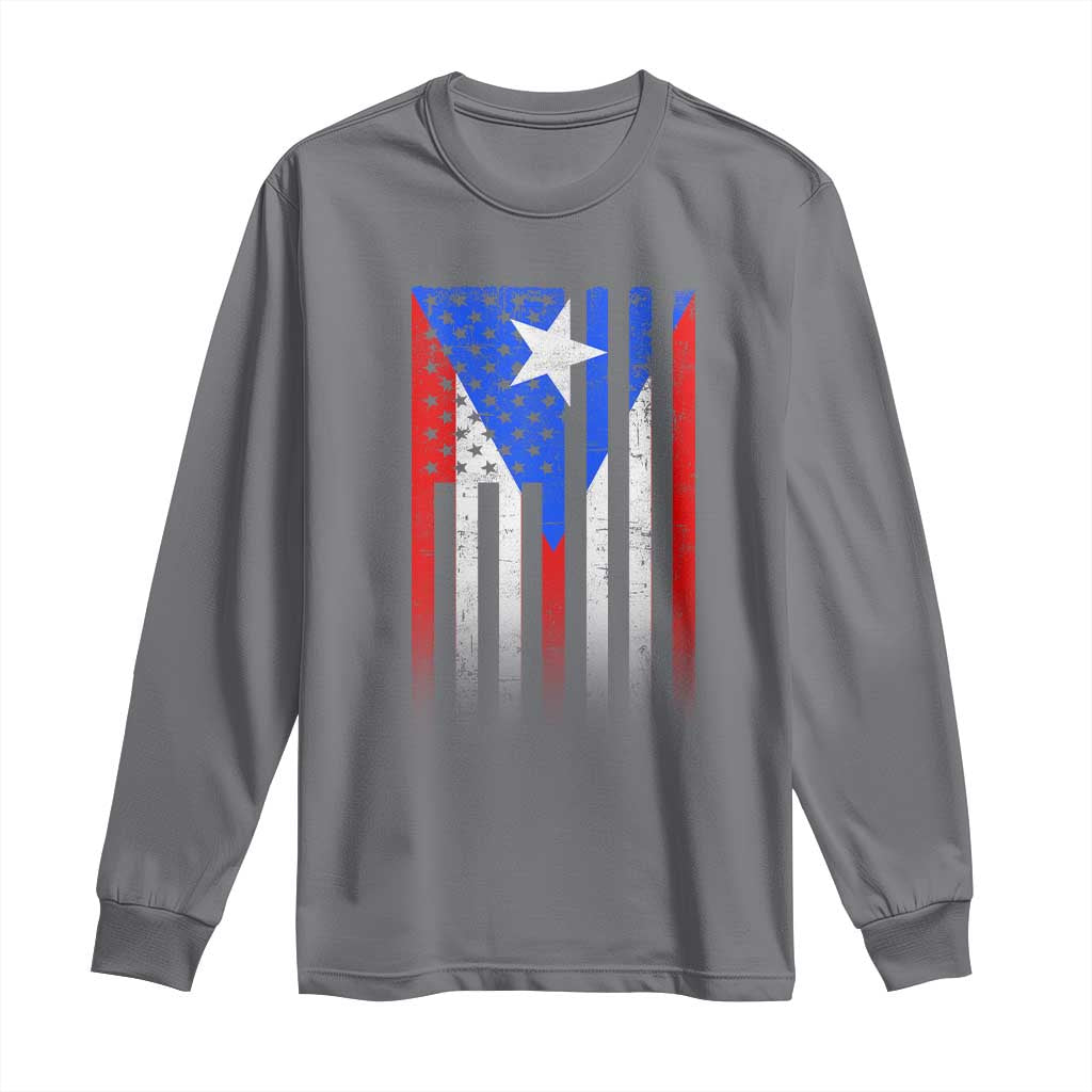 Puerto Rican American Long Sleeve Shirt Half Rican American Puerto Rico Pride - Wonder Print Shop