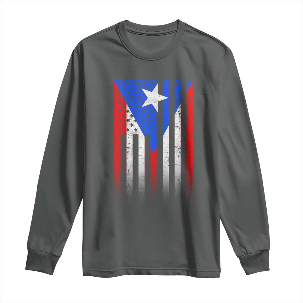 Puerto Rican American Long Sleeve Shirt Half Rican American Puerto Rico Pride - Wonder Print Shop