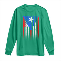 Puerto Rican American Long Sleeve Shirt Half Rican American Puerto Rico Pride - Wonder Print Shop