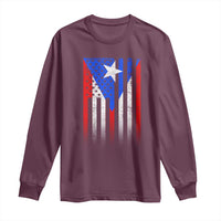 Puerto Rican American Long Sleeve Shirt Half Rican American Puerto Rico Pride - Wonder Print Shop