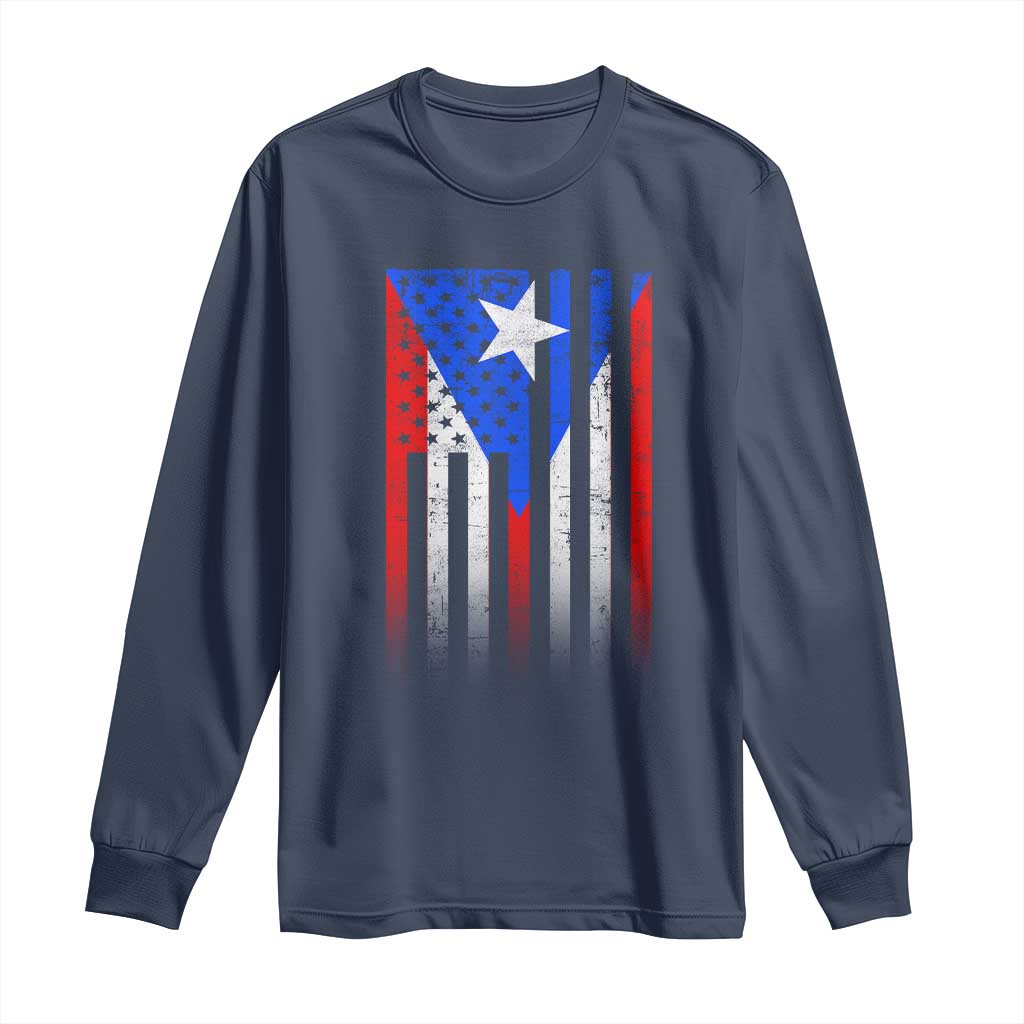 Puerto Rican American Long Sleeve Shirt Half Rican American Puerto Rico Pride - Wonder Print Shop