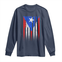 Puerto Rican American Long Sleeve Shirt Half Rican American Puerto Rico Pride - Wonder Print Shop