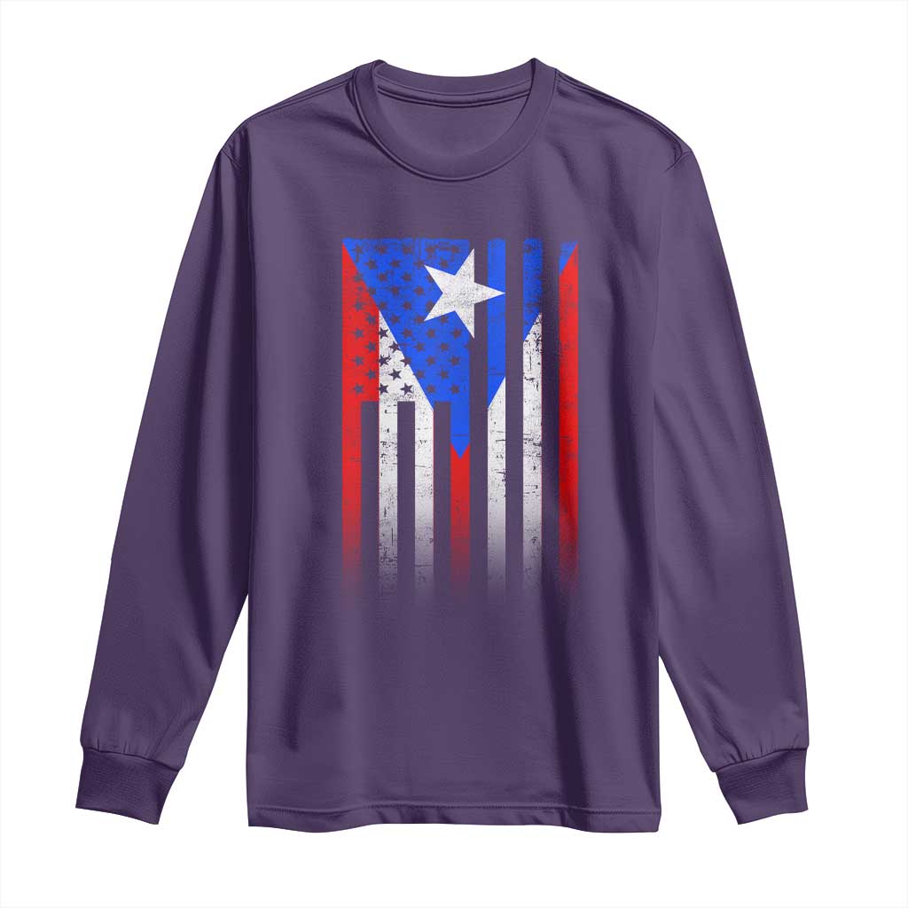 Puerto Rican American Long Sleeve Shirt Half Rican American Puerto Rico Pride - Wonder Print Shop