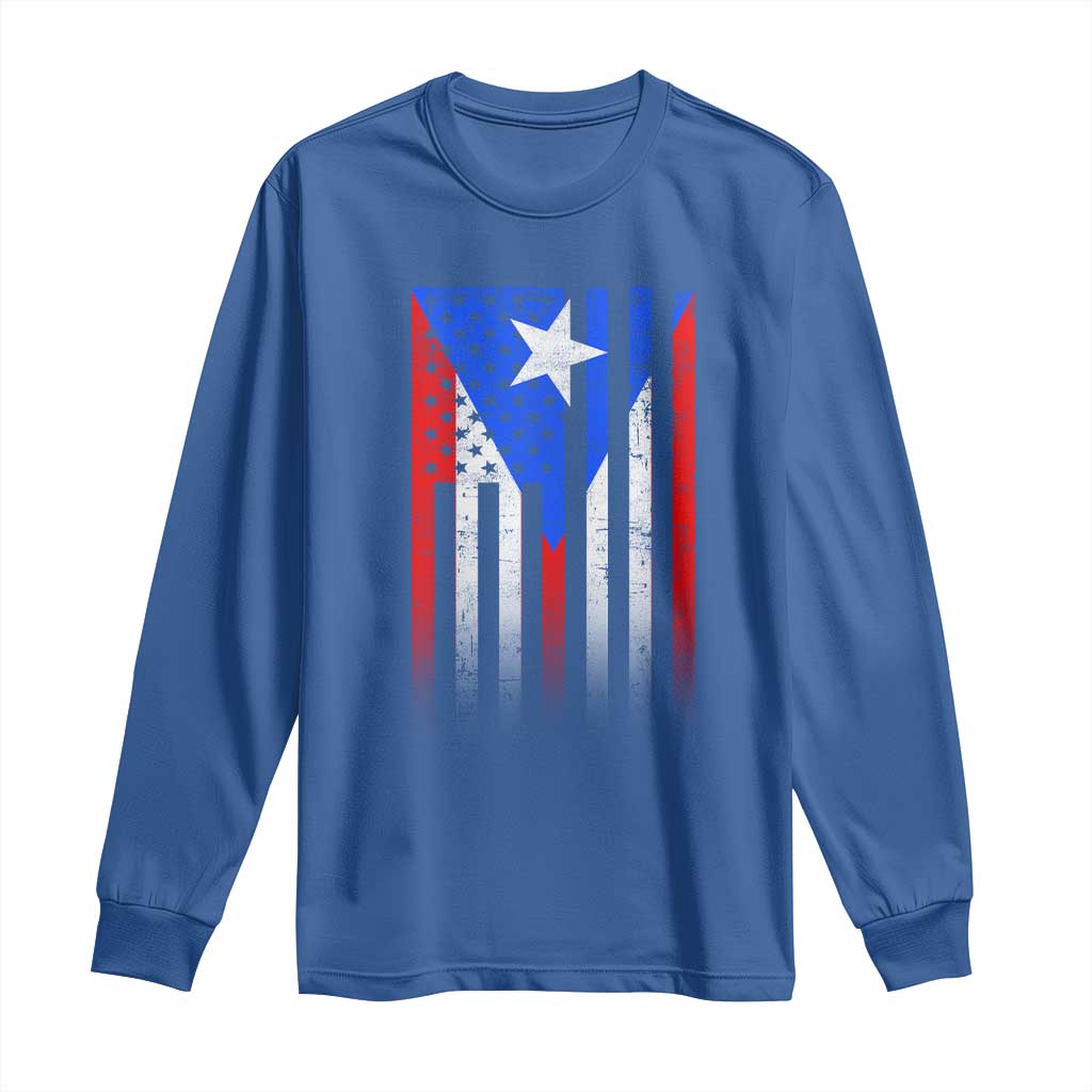 Puerto Rican American Long Sleeve Shirt Half Rican American Puerto Rico Pride - Wonder Print Shop