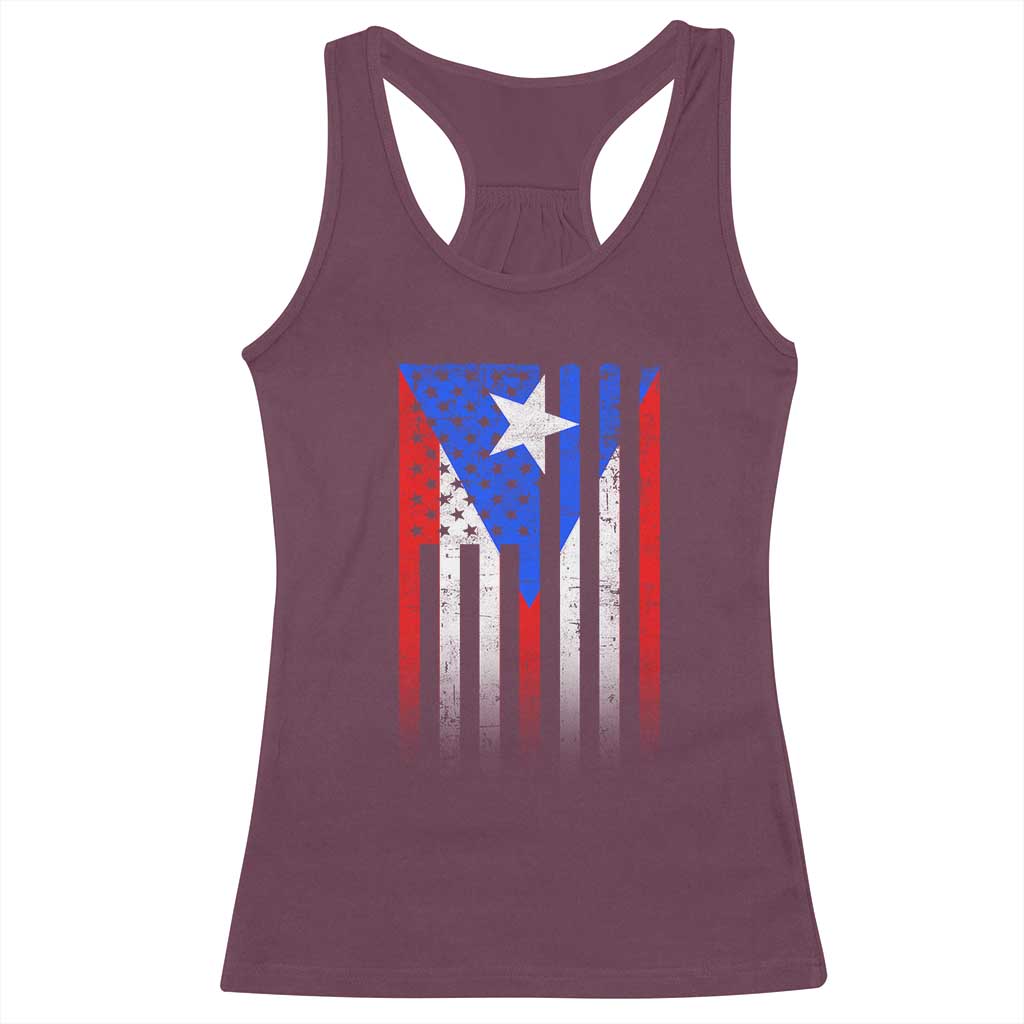 Puerto Rican American Racerback Tank Top Half Rican American Puerto Rico Pride - Wonder Print Shop
