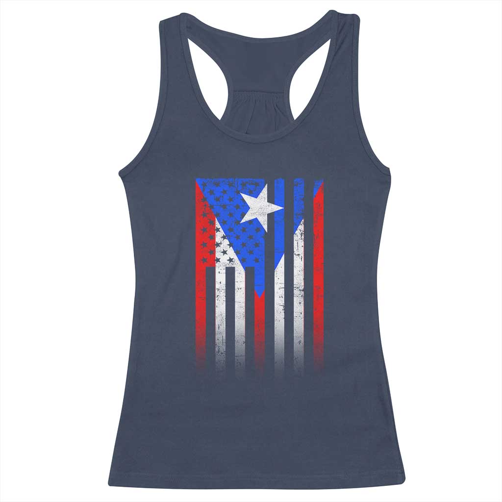 Puerto Rican American Racerback Tank Top Half Rican American Puerto Rico Pride - Wonder Print Shop