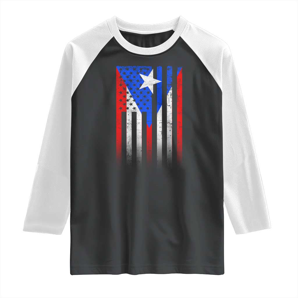 Puerto Rican American Raglan Shirt Half Rican American Puerto Rico Pride - Wonder Print Shop