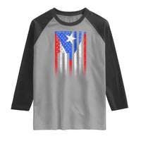 Puerto Rican American Raglan Shirt Half Rican American Puerto Rico Pride - Wonder Print Shop