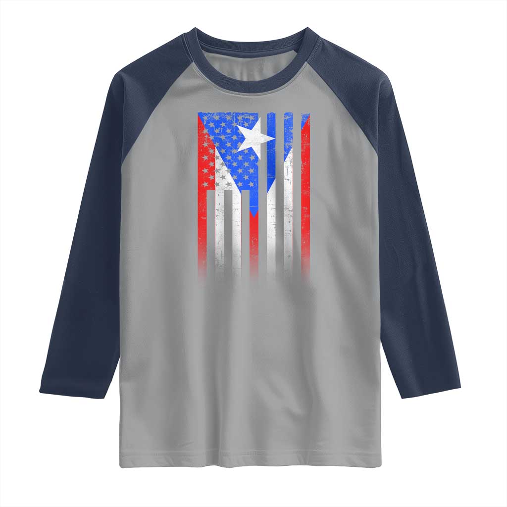 Puerto Rican American Raglan Shirt Half Rican American Puerto Rico Pride - Wonder Print Shop