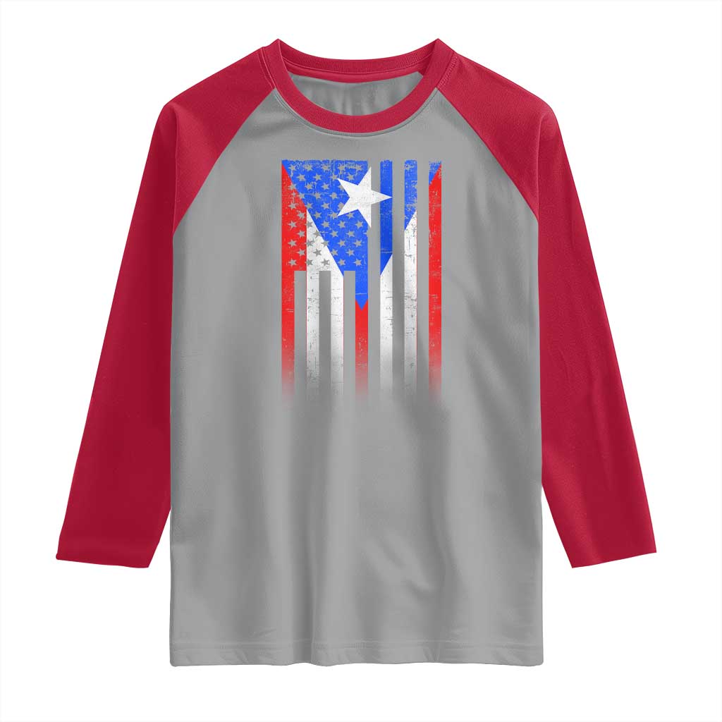 Puerto Rican American Raglan Shirt Half Rican American Puerto Rico Pride - Wonder Print Shop