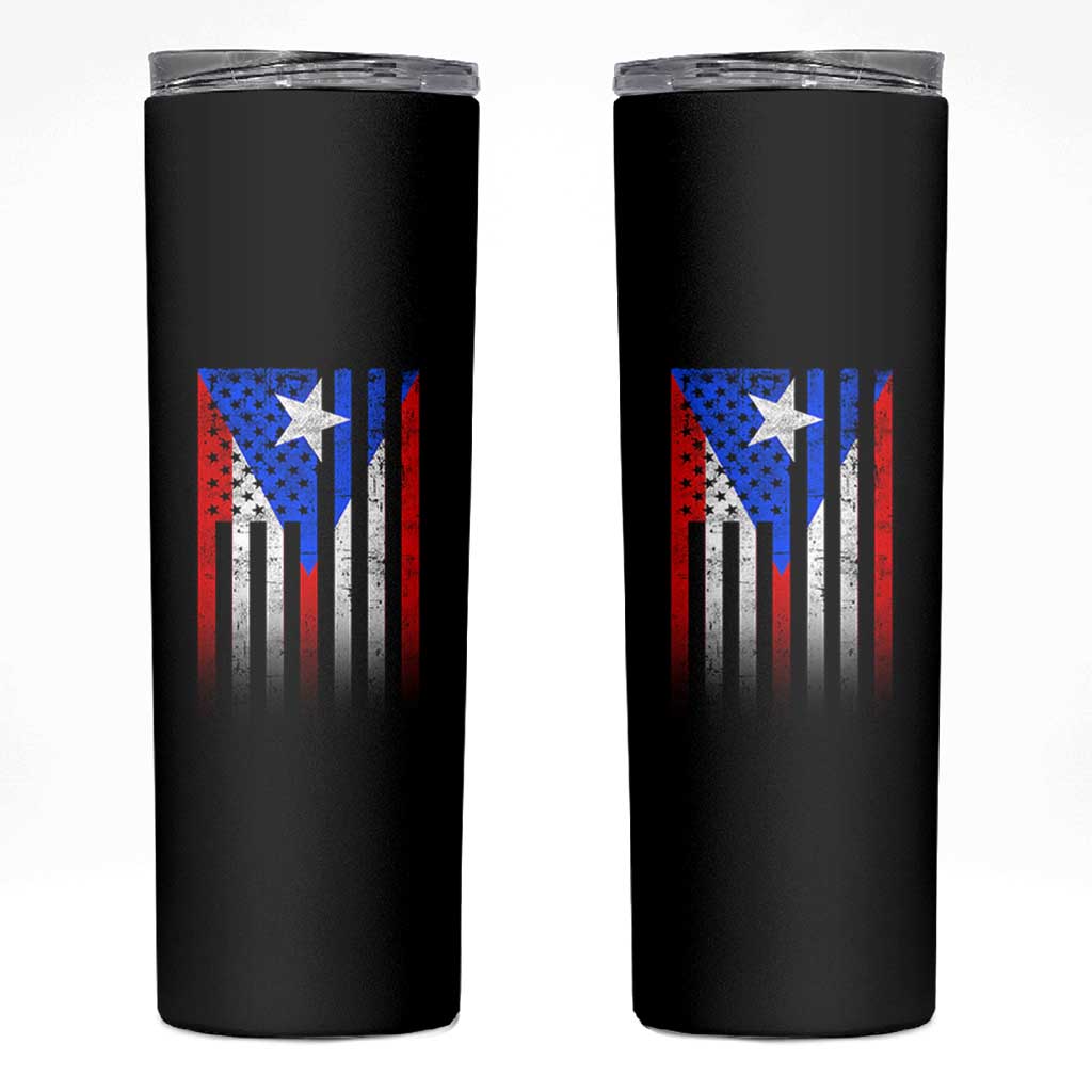 Puerto Rican American Skinny Tumbler Half Rican American Puerto Rico Pride - Wonder Print Shop