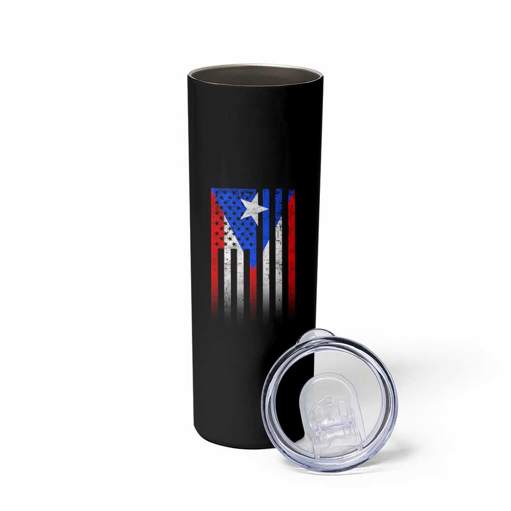 Puerto Rican American Skinny Tumbler Half Rican American Puerto Rico Pride - Wonder Print Shop