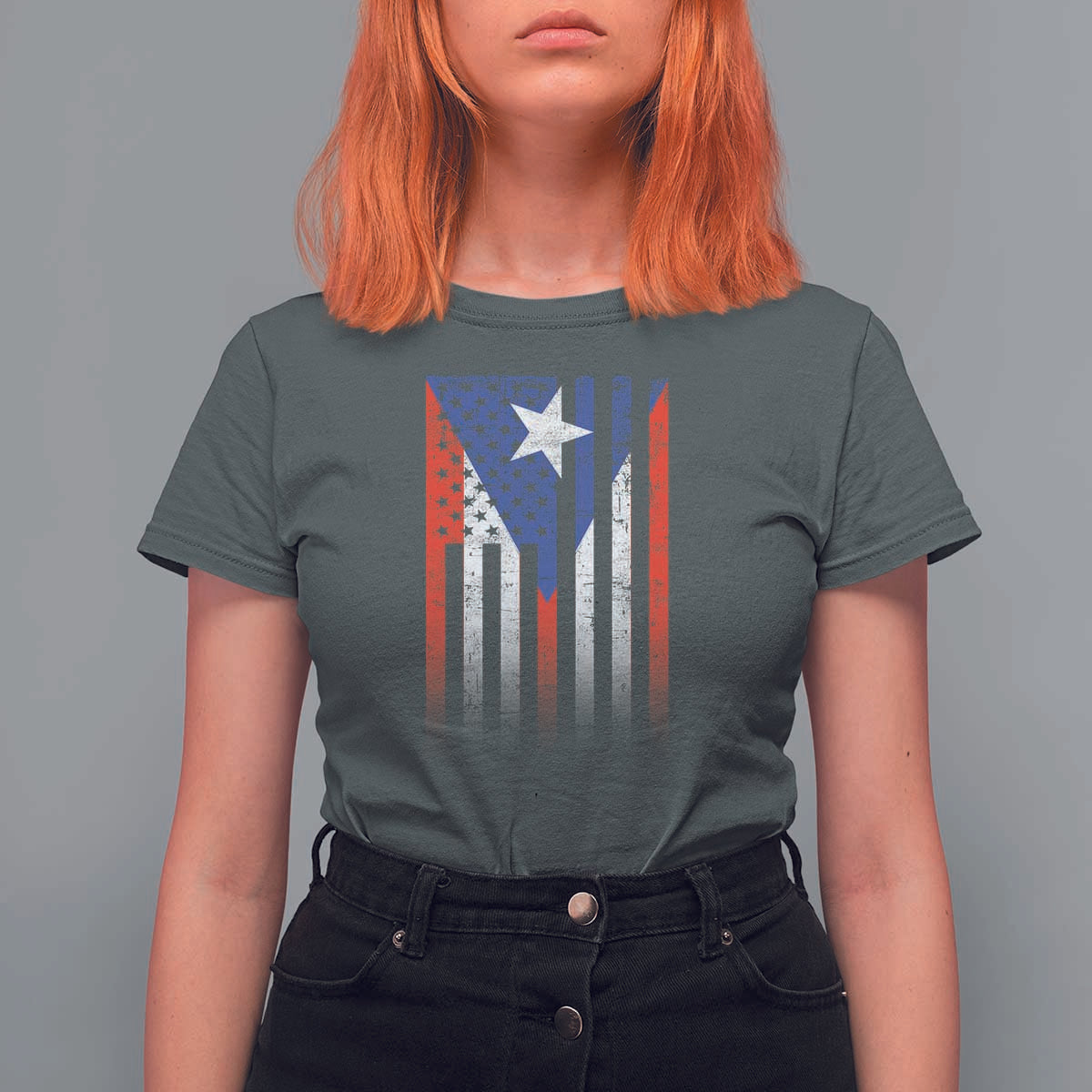 Puerto Rican American T Shirt For Women Half Rican American Puerto Rico Pride - Wonder Print Shop