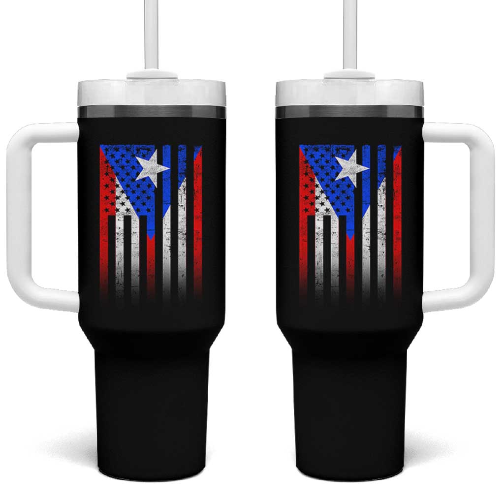 Puerto Rican American Tumbler With Handle Half Rican American Puerto Rico Pride - Wonder Print Shop