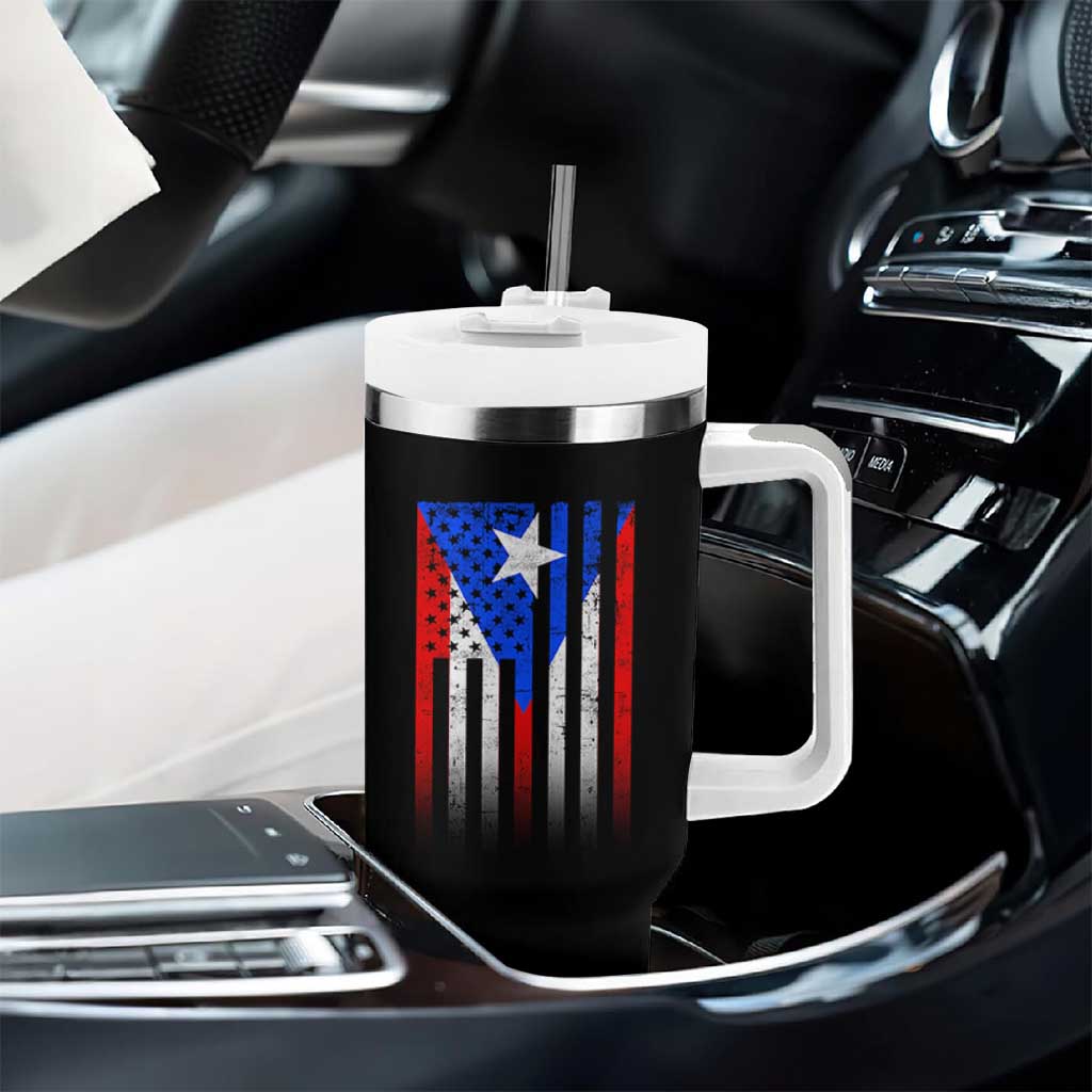 Puerto Rican American Tumbler With Handle Half Rican American Puerto Rico Pride - Wonder Print Shop