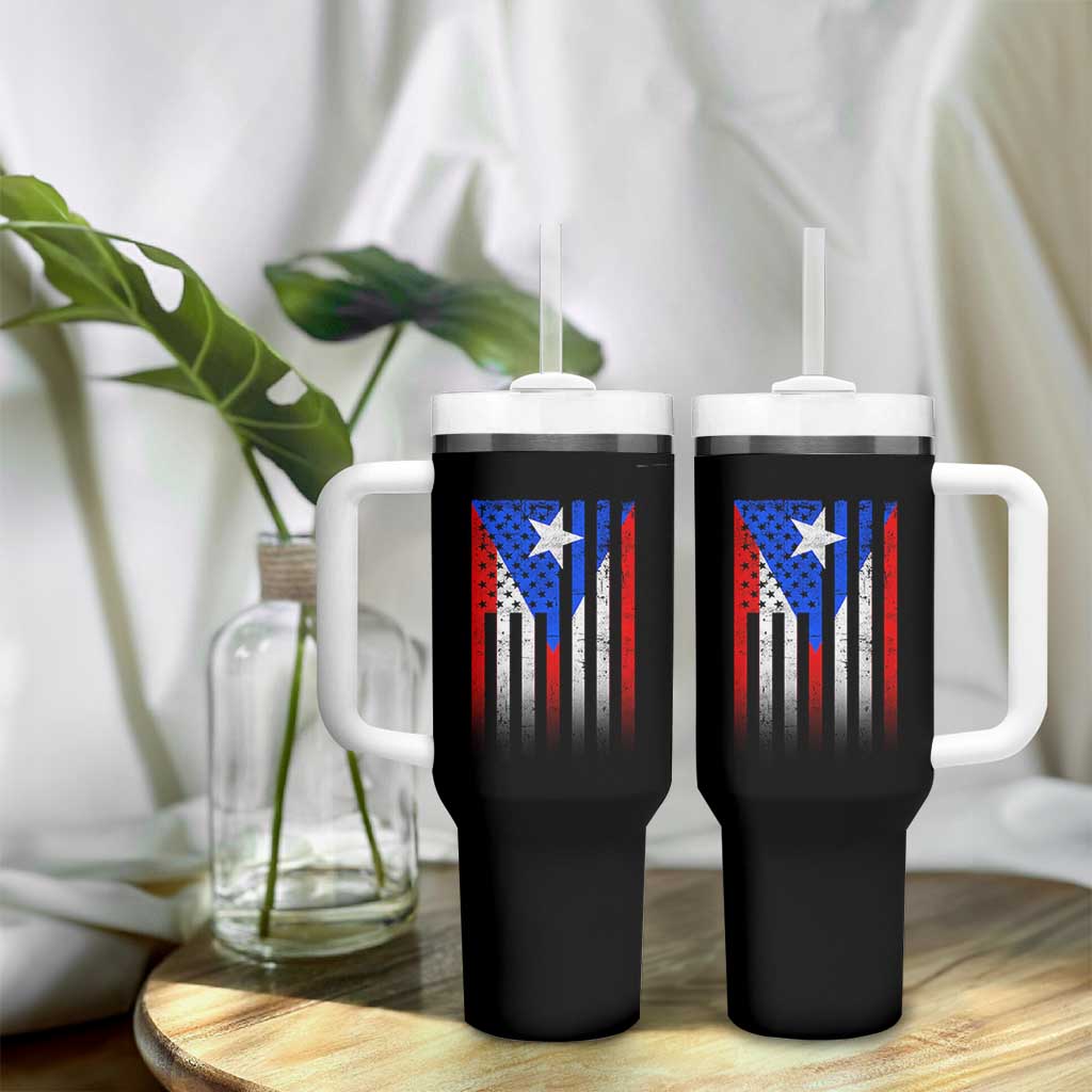 Puerto Rican American Tumbler With Handle Half Rican American Puerto Rico Pride - Wonder Print Shop