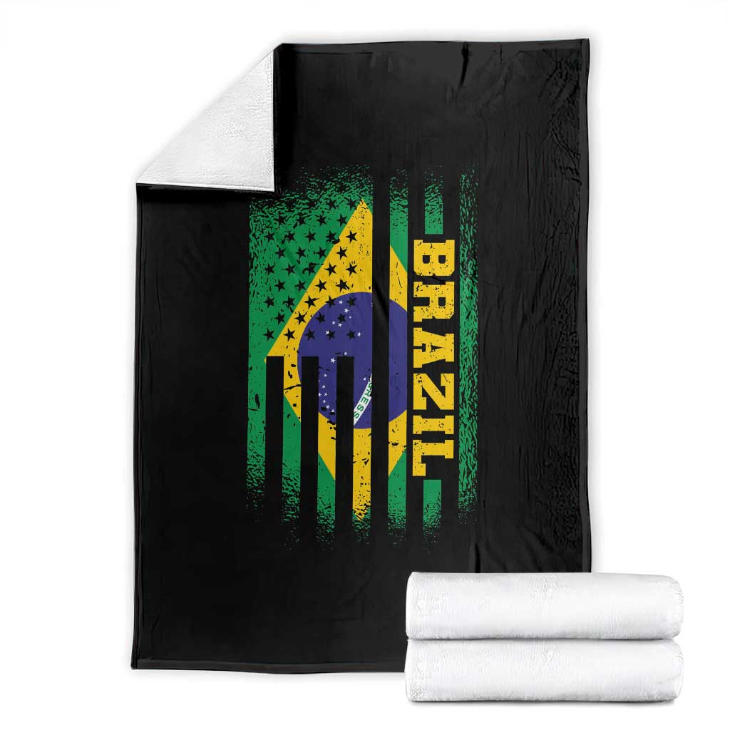 Brazilian Americans Brazilian Pride Latin Vintage USA Brazil Flag Throw Blanket