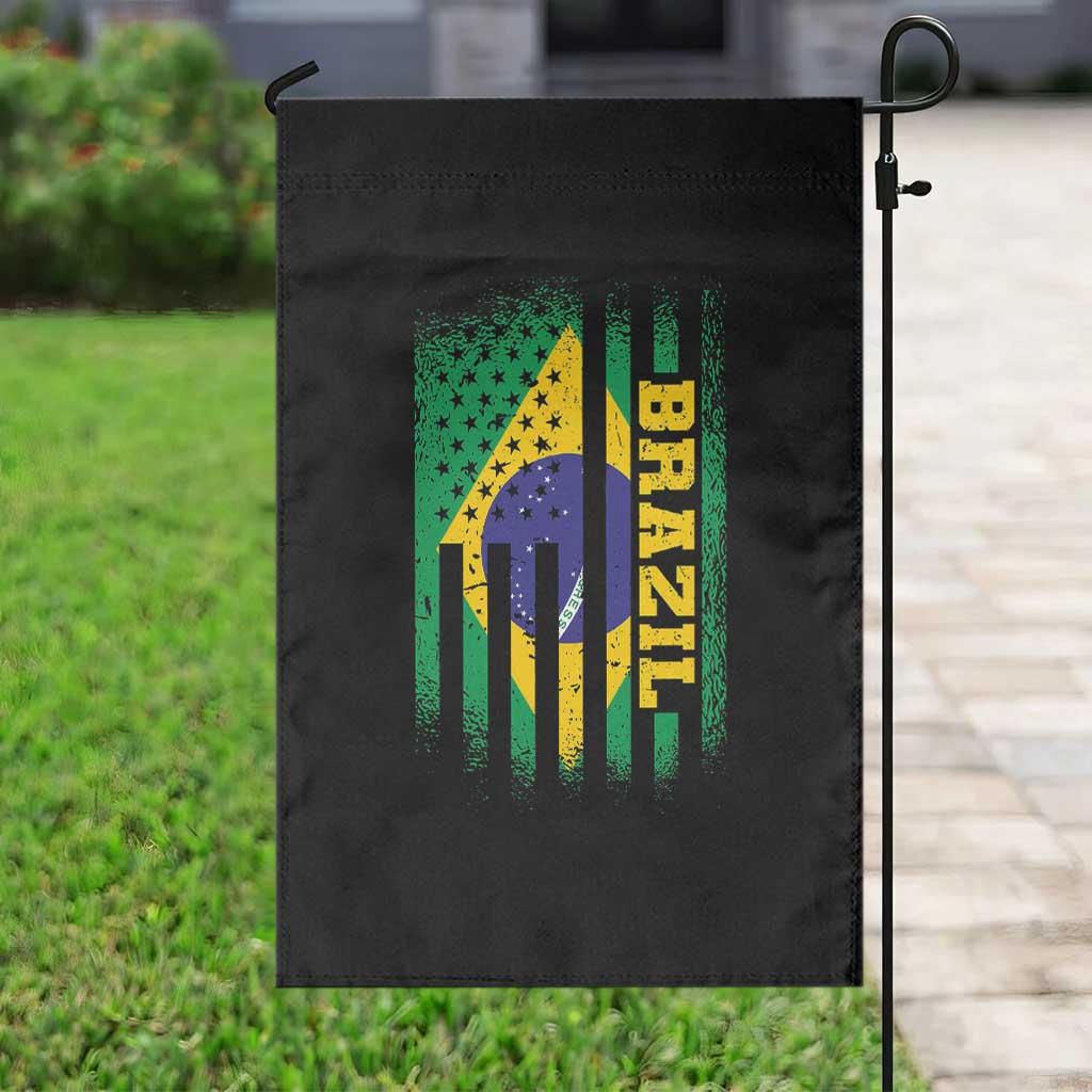 Brazilian Americans Brazilian Pride Latin Vintage USA Brazil Flag Garden Flag