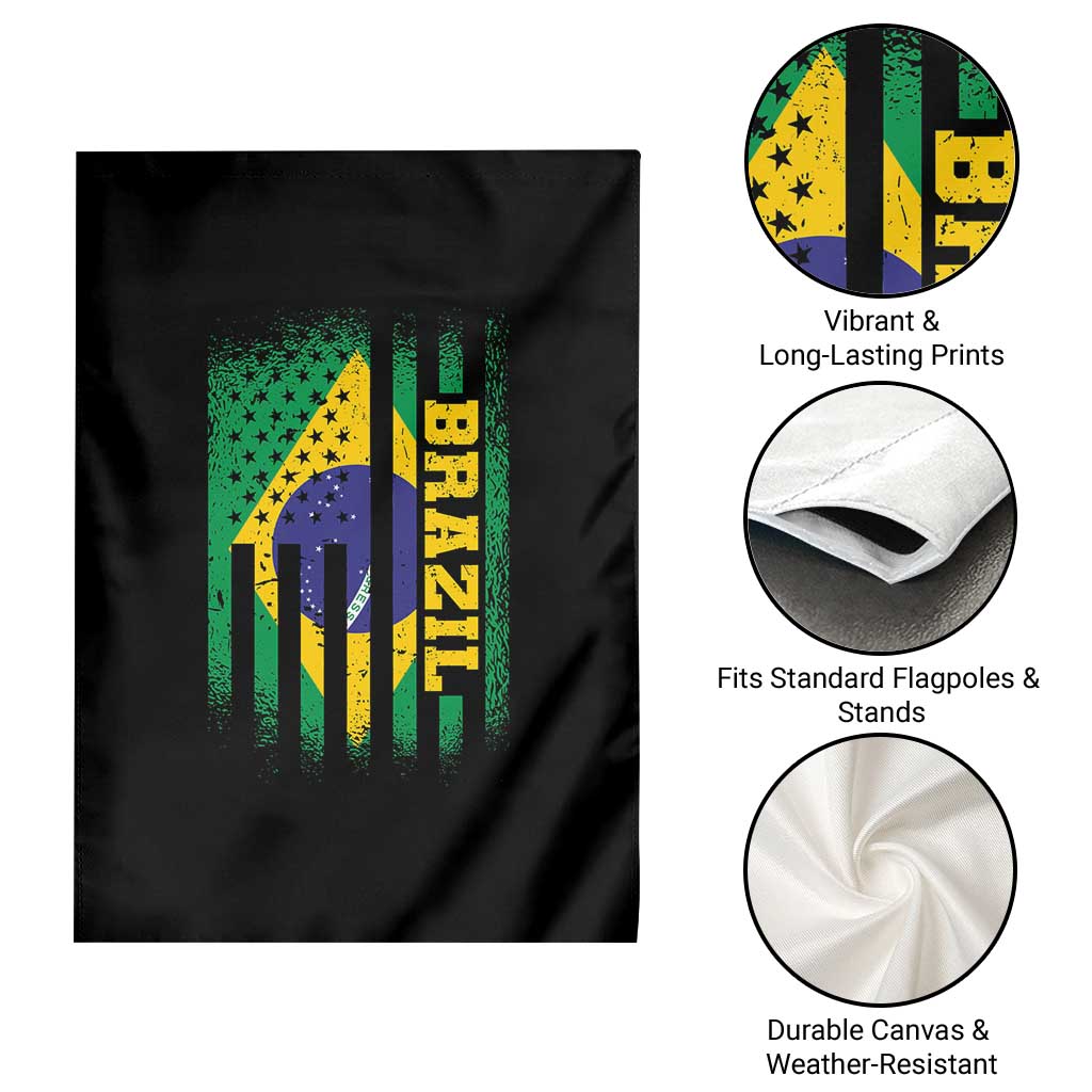 Brazilian Americans Brazilian Pride Latin Vintage USA Brazil Flag Garden Flag