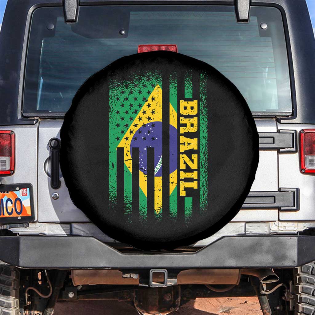 Brazilian Americans Brazilian Pride Latin Vintage USA Brazil Flag Spare Tire Cover