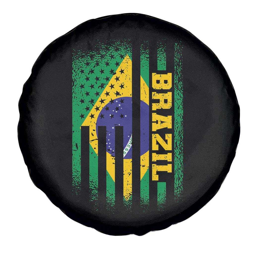 Brazilian Americans Brazilian Pride Latin Vintage USA Brazil Flag Spare Tire Cover