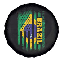 Brazilian Americans Brazilian Pride Latin Vintage USA Brazil Flag Spare Tire Cover