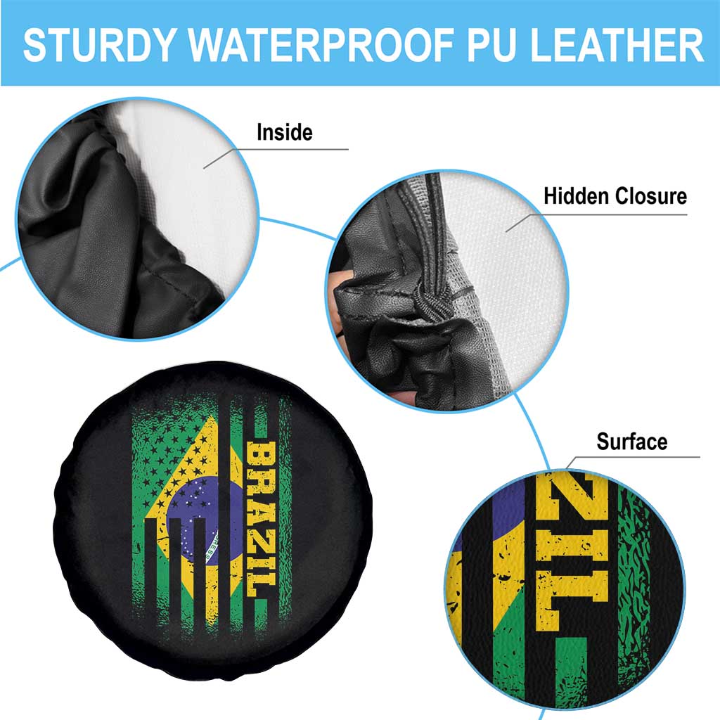 Brazilian Americans Brazilian Pride Latin Vintage USA Brazil Flag Spare Tire Cover