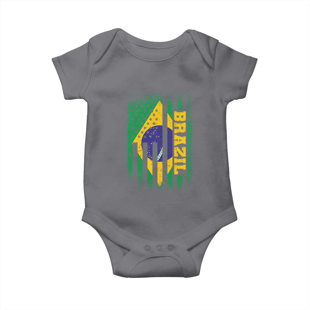 Brazilian Americans Brazilian Pride Latin Vintage USA Brazil Flag Baby Onesie