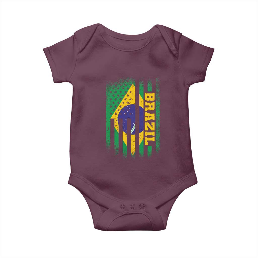 Brazilian Americans Brazilian Pride Latin Vintage USA Brazil Flag Baby Onesie